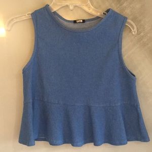 blue peplum top